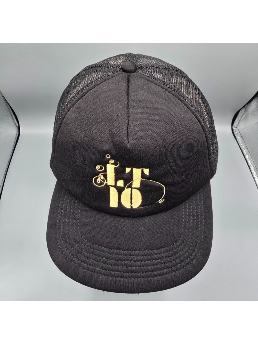 Black & Gold Embroidered Logo Adjustable Snapback Mesh Back Big X Trucker Hat